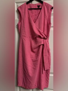 Ann Taylor Pink Sleeveless Wrap-Style Midi Dress
